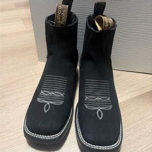 Black Leather cowboy Men's Boots